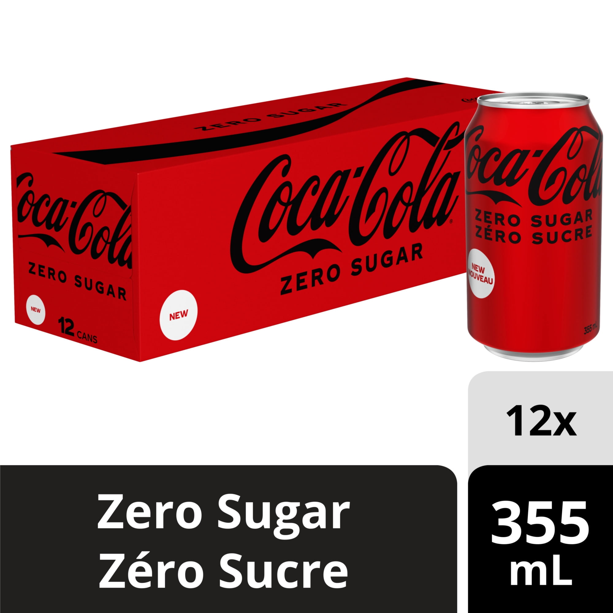 Coca-Cola Zero Sugar Soda Pop Cans, 355 mL, 12 Pack