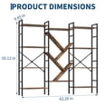 thumbnail image 3 of 4 Tier Large Industrial Bookcase with Tree Shelves, Heavy Duty Tall Open Bookshelf with Steel Frame, Rustic Display Shelves for Bedroom Living Room, 3 of 9