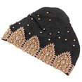 thumbnail image 4 of Turban Head Wrap, Multicolor Floral Design Stylish Exquisite Wide Use Soft Elastic Muslim Turban Hat Comfortable Breathable  For Worship For Daily Wear Wine Red,Champagne,Bright, 4 of 8