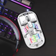 CQCYD Transparent Wireless Mouse, 2.4G Bluetooth 5.0 Dual Mode, Type-C Rechargeable 400mAh, 1600DPI Magnetic RGB Lighting, Transparent Wireless Mouse for Laptop Tablet and Office Work