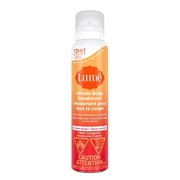 Déodorant féminin Lume pour Tout le Corps - Spray Invisible - Sans Aluminium - Mandarine Fraiche, 102g