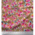 thumbnail image 1 of Soimoi Brown polyester Crepe Fabric Insect Watercolor Printed Craft Fabric by The Yard 52 Inch Wide, 1 of 3