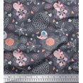 thumbnail image 1 of Soimoi Poly Georgette Fabric Heart,Floral & Bird Kids Printed Fabric 1 Yard 42 Inch Wide, 1 of 3