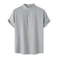 thumbnail image 1 of Birdeem Chemise Décontractée Homme à Manches Courtes avec Boutons, Col Montant, pour la Plage, 1 of 9