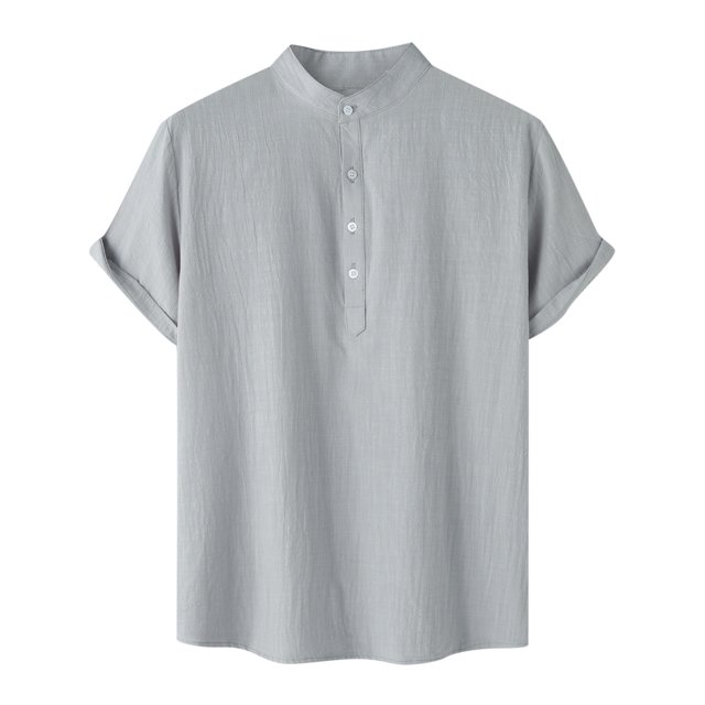 Birdeem Chemise Décontractée Homme à Manches Courtes avec Boutons, Col Montant, pour la Plage