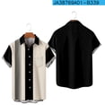 thumbnail image 3 of XZNGL Chemise à Manches Courtes Boutonnée pour Hommes, Col Rabattu à Imprimé Patchwork, Mélange Polyester Spandex, avec Poches avant, Coupe Décontractée, Tenue d'Été pour l'Extérieur, 3 of 5