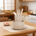 thumbnail image 4 of Pink Wheat St Tableware 6-Piece Set Eco-Friendly Portable Bowl Plate Cup Cutlery Gift Set, 4 of 6
