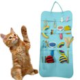 thumbnail image 1 of Light Blue Foldable Wall Mounted Pet Toy Storage Bag Organizer With Multiple Pockets Easy Clean Non Woven Fabric Hanging Display Holder For Cats Dogs Accessories 33.1X15.7 In, 1 of 6