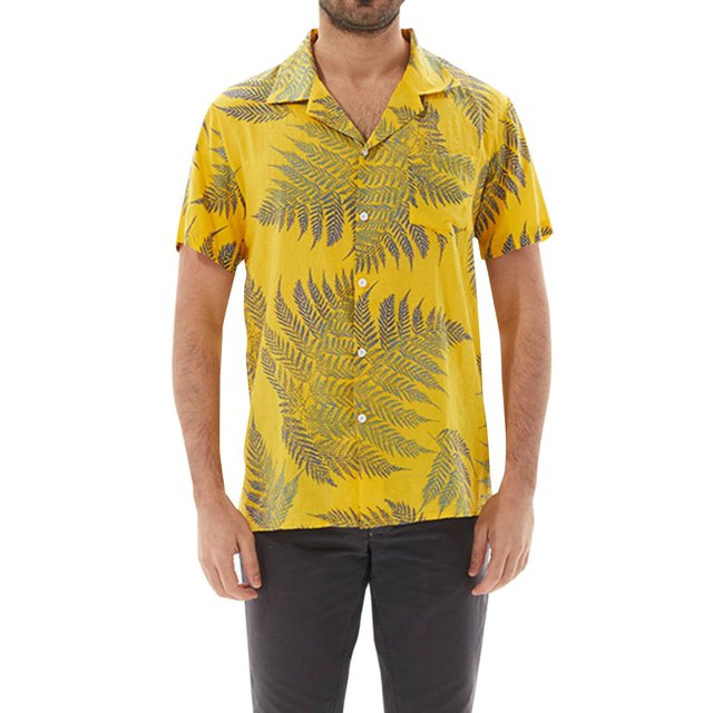 Birdeem Chemise à Manches Courtes pour Hommes, Mode Décontractée, Imprimé Feuille d'Érable