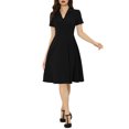 thumbnail image 1 of INSPIRE CHIC Robes Vintage pour Femmes 2024 Col Plat Manches Courtes Robe Évasée S Noir, 1 of 6