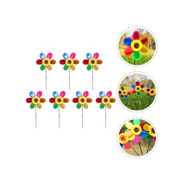 7Pcs Outdoor Rotating Windmill Toy Sunflower Windmill Windmill Toy Kids Plaything Plastic Windmill Outdoor Decor for Kids Garden