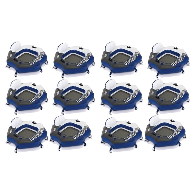 Intex River Run Connect Lounge Tube d'Eau Gonflable Flottant 58854EP (Lot de 12) avec Douze tubes en Vinyle Bleu et Blanc Durables avec Bas en Maille, Dossiers, Porte-Gobelets, Cordes de Préhension et Poignées Robustes. Parfait pour les Cyclistes Adultes Qui Font du tubing dans les Rivières, les Lacs Ou les Piscines.