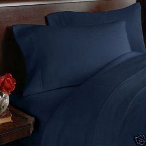 Elegance Linen Â® Wrinkle-Free- 1500 Thread Count FULL/QUEEN Size Egyptian Quality 3pcs DUVET COVER SET, Solid, Navy Blue