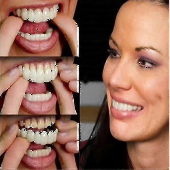Upper Lower Dentures for Instant Smile - Comfort Fit Flexible Cosmetic Teeth Veneers Pair Set