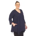thumbnail image 2 of White Mark Tunique à Manches 3/4 pour Femmes, Taille Empire, Col en V, 2 of 6