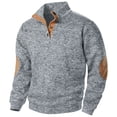 thumbnail image 1 of Fengqque Men's Fall Standing Collar Hooded Sweatshirt Jacket Knit Color Blocking Button Hooded Sweatshirt Gray 10(XL), 1 of 4