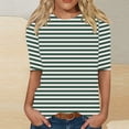 thumbnail image 2 of Enjoytime Hauts pour Femmes Tendance à Rayures Col Ras du Cou Manches Mi-Longues Chemises Blouses Décontractées Blouse de Bureau Travail Grande Taille, 2 of 5