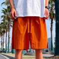 thumbnail image 2 of ohmzyzo Summer Beach Shorts for Men Drawstring Elastic Waist Solid Color Shorts Casual Lightweight Gym Workout Shorts, 2 of 7