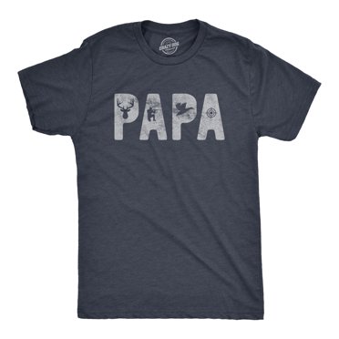 T-shirt de Chasse Papa pour Hommes, Cadeau Drôle de la Fête des Pères pour Papa, T-Shirt Graphique de Chasseur de Cerf Extérieur (Bleu Marine Chiné) - m