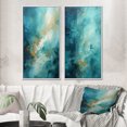 thumbnail image 1 of Designart "Turquoise Calm II" Abstract Landscapes Framed Wall Art Set Of 2 - Teal Landscapes Gallery Wall Frame Set For Home Decor, 1 of 6
