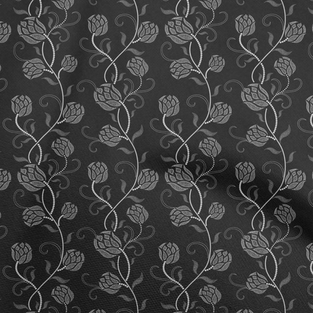 oneOone Velvet Gray Fabric Floral Craft Projects Decor Fabric Printed By The Yard 58 Inch Wide