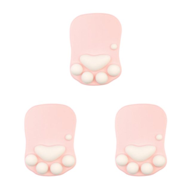 maskred Stylish Cat Paw Gaming Mouse Mat Wrist Protection Non-slide Base Safe Unique DS-002 pink 3Set