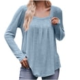 thumbnail image 1 of AherBiu Tuniques pour Femmes à Manches Longues d'Automne, Blouses à Encolure Carrée, Chic Décontracté, Froncées, Coupe Ample, 1 of 7