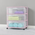 thumbnail image 3 of Sterilite Wide 3 Drawer Cart, Pink, 3 of 5