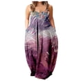thumbnail image 1 of Robe Longue d'Été pour Femme à Col Rond, Imprimée, Sans Manches, Grande Taille, à Enfiler, à Bretelles Spaghetti, Longue Robe Maxi avec Poches, 1 of 4