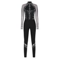 thumbnail image 3 of Jizyo Women's Long Sleeve Dance Unitard Shiny Rhinestone Full Body Suits One Piece Jumpsuits Black L, 3 of 5