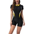 thumbnail image 1 of Jamicy Modest One Piece Swimsuits for Women 2025 New Women One Piece Modest Swimsuit Boyshort Short Sleeve Rashguard Contrast Line Snorkel Surf Suit Sport Bathing Suit, 1 of 8