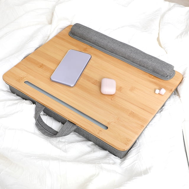Laptop Desk, Lightweight Waterproof Tilting Angle Tablet Slot Holder Portable Lap Table Versatile Comfortable With Cushion For Office