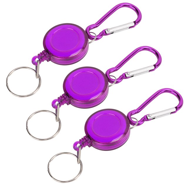 Telescopic Burglar Keychain, Retractable Keychain Buckle Compact Strong 3PCS Portable Durable With Carabiner For Outdoor Blue,Green,Purple
