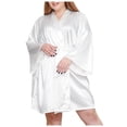 thumbnail image 1 of Women's Plus Size Satin Robes Plus Size Silky Kimonos Robes Sleepwear Short, 1 of 5