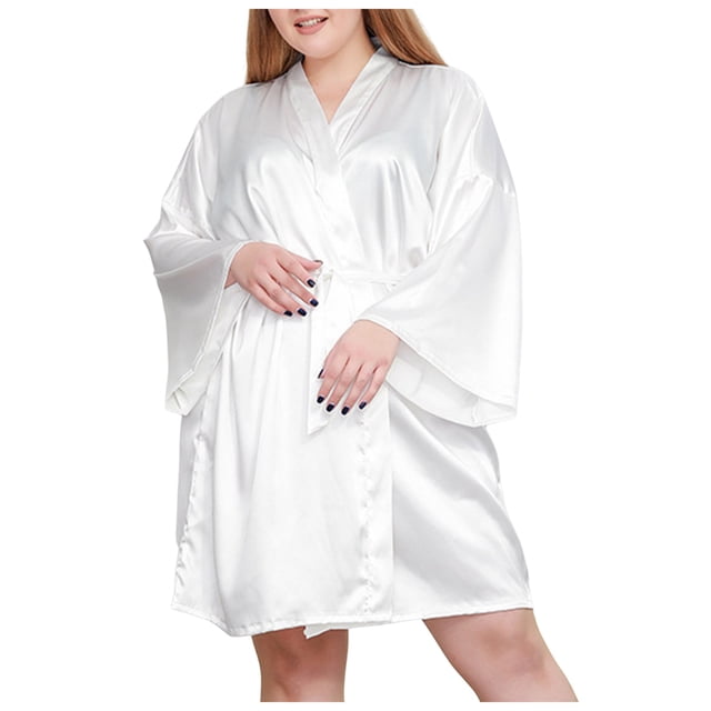 Women's Plus Size Satin Robes Plus Size Silky Kimonos Robes Sleepwear Short