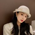 thumbnail image 3 of LinYooLi French High-End Lace Mesh Wool Top Hat For Women In Autumn And Winter, British Style Fisherman Hat, Retro And Elegant Small Basin Hat, 3 of 7
