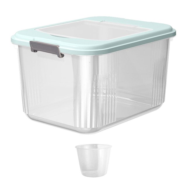 Lipstore Grain Rice Storage Container Airtight Rice Storage Bin for Cereal Flour Nuts 7.5KG Blue