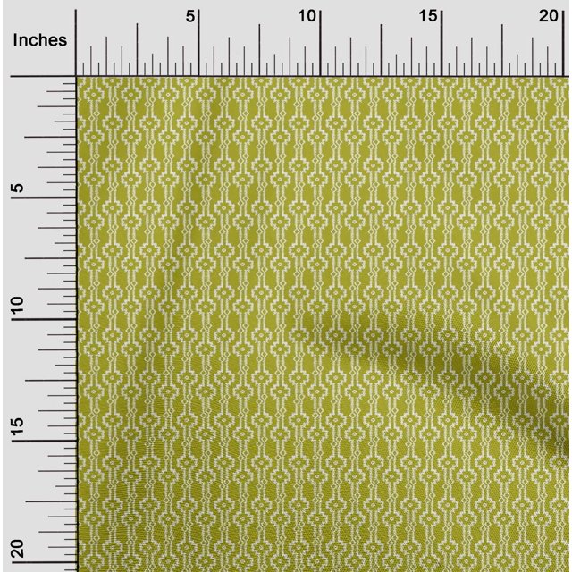 oneOone Cotton Silk Fabric Geometric Block Printed Fabric 1 Yard 42 Inch Wide