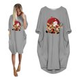 thumbnail image 1 of Styesk Robes pour Femmes la Mode Robe d'Hiver pour Femmes Grande Taille Ample avec Poches Robe de Noël Imprimée, 1 of 5