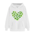thumbnail image 1 of Plebaso Sweatshirts à Capuche pour Femmes pour la Saint-Patrick, Manches Longues, Imprimé Trèfle, 1 of 5