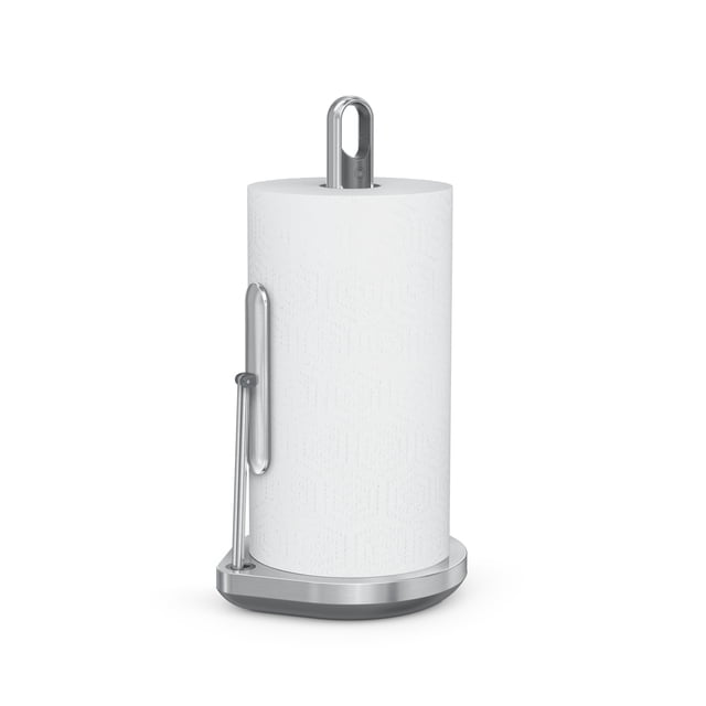 Simplehuman Porte-Essuie-tout sur Pied avec Pompe à Vaporisation, Vue de Comptoir Centrée en Acier Inoxydable Brossé d'Un Porte-Essuie-tout Autoportant en Acier Inoxydable Brossé avec Pompe Dissimulée de 6 oz et Gâchette Ergonomique, Bras à tension pour Déchirage à une Main et Réservoir Amovible; Utilisé Souvent comme Organisateur de Comptoir à Vaporiser et Essuyer, Convient aux surfaces de Petits Appareils.