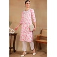 thumbnail image 4 of DWEEP SARA Kurta Droite Brodée en Mélange de Coton Blanc pour Femmes G/40 Tunique Ethnique Imprimée Haut Manches 3/4 Col Rond Tenue Festive, 4 of 8