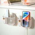 thumbnail image 3 of Storage Box with Flower Hook  Wall Mounted  Double Holes  Plastic Remote Control Glasses Storage Case  Household Supplies, 3 of 8