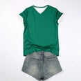 thumbnail image 3 of Besolor Summer Short Sleeve Shirts for Women Casual V Neck Solid Color Basic Tees Ladies Going out Tops, 3 of 3
