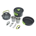 thumbnail image 3 of Graflsoa Compact Foldable Outdoor Cookware Set with Green Handle, Lightweight for Camping & Picnics, 16cm Pot & 800ml Kettle, Durable Hard-Anodized Aluminum, 3 of 6