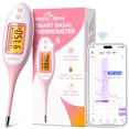 thumbnail image 1 of Easy@Home Bluetooth Basal Thermometer: Smart BBT for Ovulation with Large Backlit LCD Screen with Premom APP Support, Pink, 1 of 8