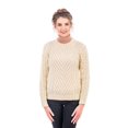 thumbnail image 1 of Irish Sweater for Women 100% Merino Wool Ribbed Collar Cable Knit Aran Pullover, 1 of 2