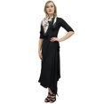 thumbnail image 4 of Bimba Robe Maxi Drapée Noire à Col Bénitier pour Femme avec Foulard à Franges Imprimé-6, 4 of 6
