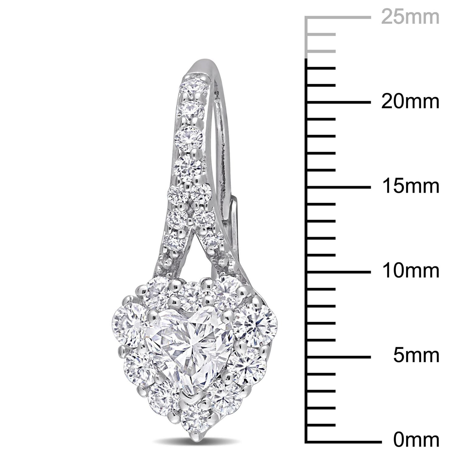 Boucles d'oreilles en forme coeur à Auréoles Miabella avec 2 Carat PBT de Moissanite en Argent Sterling