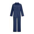 thumbnail image 4 of Timegard Cotton Linen Outfits for Women Button up Long Sleeve Collared Plus Size Tops with Pockets Wide Leg Pants Sets, 4 of 6